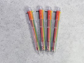 Pack 4 lapiceras colores intercambiables TRANSPARENTES